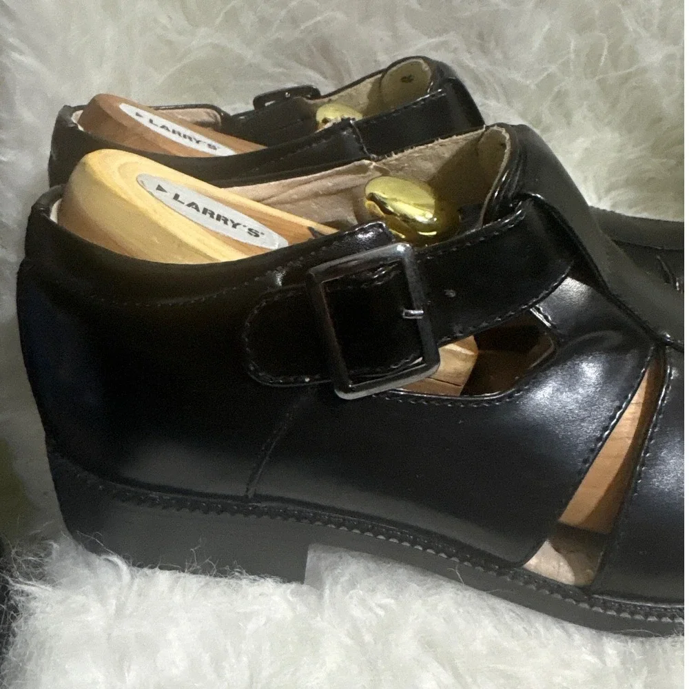 Stacy Adams Mens Black Leather Fisherman Sandals Square Toe Buckle Y2K 25112 12
